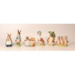 set of six Royal Albert Beatrix Potter figures to include Peter Rabbit, Mrs Rabbit & bunnies,