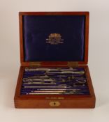 Cased W.H Harling Mathematical Instrument set