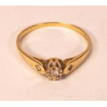 9ct gold diamond ring, shank stamped dia, size T, 1.6g.