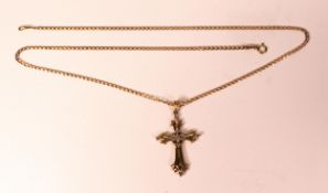 9ct gold cross and 9ct chain, 4.4g.