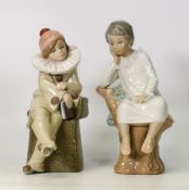 Lladro figures little jester 5203 and boy thinker 4876 (2)