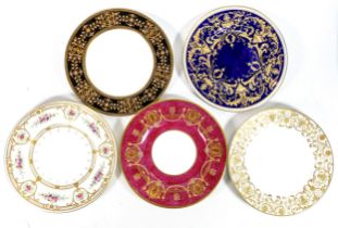 Wedgwood Astbury black & similar raised gilt decorated cabinet plates, some signed R Cholerton to