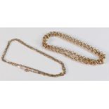 9ct gold belcher link chain, length 44cm, together with much smaller 50cm square section oblong link