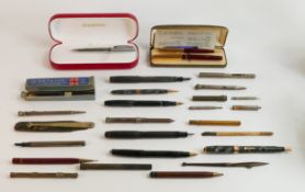 A collection of vintage Fountain pens, Scribes, Combination scribe / dip pens, propelling pencils
