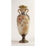Carlton Blush ware large twin handled vase with floral decoration, by Wiltshaw & Robinson, c1900,