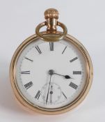 9ct gold plated top winding pocket watch.