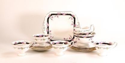 Shelley part teaset, Gainsborough shape , pattern 11200 to include 4 cups & saucers, side plates,