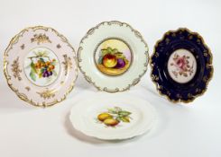 A collection of Mintons gilded cabinet plates including fruit by J Colclough, fruit by Arthur