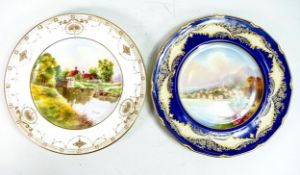 Two Royal Doulton hand painted cabinet plates, decorated with landscapes, one signed A Mullock (a/