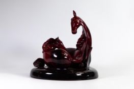 Royal Doulton Flambe Images of Fire figure group of horses "Gift of life" HN3536, h.25cm.
