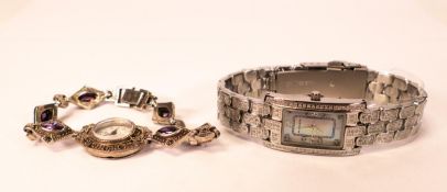 Diamond & Co ladies new designer wristwatch and bracelet together with a Silver cocktail watch set