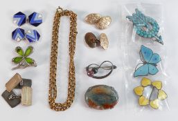 Group of enameled, silver & other jewellery including - Silver & enamel butterfly brooch & Danish