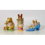 Beswick Beatrix potter figures to include mr Jeremy Fisher, Tailor of Gloucester and Old woman who