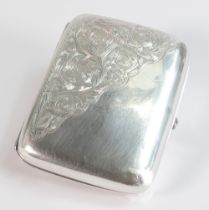 Silver cigarette case, weight 77.5g, B'ham 1906, maker Henry Williamson. Engraved monogram, some