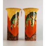 Wilkinson Memory Lane Patterned pair of hand decorated vases, height 22cm(2)