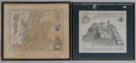 Early original map dated 1689 depicting Trinity College Oxford 38cm x 44cm excluding mount &