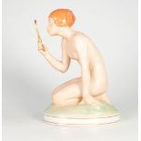 Royal Copenhagen Gerhard Henning figure modelled as a kneeling female nude holding a mirror to her