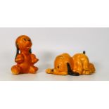 Wadeheath figures of Pluto's puppy. One lying and one sitting up (chip to tail) (2)