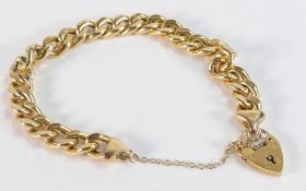 9ct hallmarked gold hollow curb link bracelet, 17.5cm long appx. Weight 11.74g.