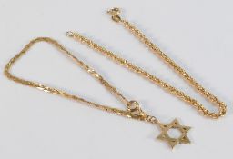 Two 9ct gold bracelets, one with star charm attached, weight 3.85g (2)