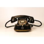 Black Bakelite & Enamelled Metal telephone model Rtt-56 A , converted to modern specs, with