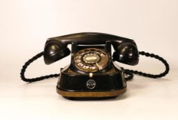 Black Bakelite & Enamelled Metal telephone model Rtt-56 A , converted to modern specs, with