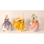 Royal Doulton lady figures to include Nicola HN2839, Kirsty HN2381 and Autumn breezes HN1939 (3)