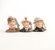 Royal Doulton set of small character jugs The A.R.P Warden D6872 (chip to hat), Auxiliary Fireman