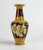 Doulton Lambeth Faience vase decorated with flowers, leaves & butterfly by Eliza Simmance, Good