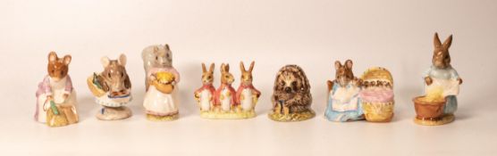 Beswick Beatrix Potter figures to include appley Dapply, Old Mr Pricklepin, Hunca Munca sweeping,