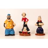 Wade Popeye Collection figures, Popeye, Olive and Brutus, height of tallest 14cm(3)