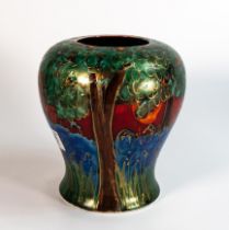 Anita Harris Bluebell bulbous vase. Gold signed to base, height 21cm width 16cm