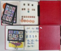 Two UK stamp albums commencing with 3 x 1d black & 2d blue imperforate stamps, moving through the