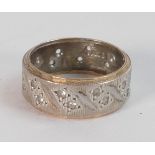 9ct gold & silver wedding ring, size H, 3.3g.