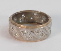 9ct gold & silver wedding ring, size H, 3.3g.