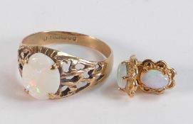 9ct hallmarked gold opal dress ring size S, together with 9ct gold opal earrings. Gross weight 3.