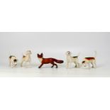 Beswick 2nd Version Foxhounds & small standing fox(5)