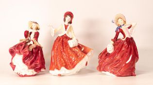 Royal Doulton lady figures to include Autumn Breezes HN1939 ( cracked), Christmas day 1996 HN4214