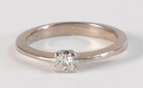 18ct white gold square cut solitaire diamond ring,size I,2.9g.