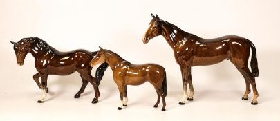Beswick Horses to include Bois Russel Racehorse 708, Stocky Jogging Mare 855 & Though bread small