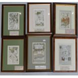 Six 19th century antique prints / maps including - Shoreham Valley, Knightsbridge, Farningham,