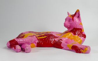 North Light large resin figure of a laying cat, length 39cm. This was removed from the archives of