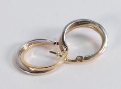 Pair 9ct gold two colour earrings, 1.6g.