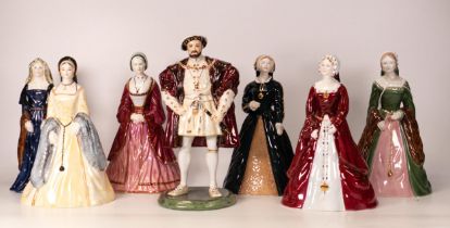 Coalport bone china figures of Henry VIII and his six wives modelled by Robert Worthington(7)