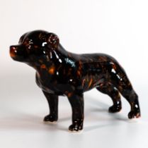 Anita Harris large brindle Staffy dog, combination glazes. Gold signed to base, height 19cm,