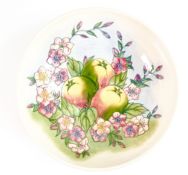 Large Moorcroft Apple Blossom bowl. Limited edition 142/150. Boxed with wooden display stand.