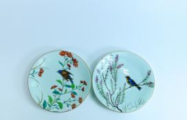 Two Minton cabinet plates with images of birds, marked Essex Birds to reverse, diameter 24cm (2)