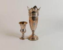 Silver vase hallmarked for Birmingham 1926, filled base, h.20cm, 270g and a smaller Silver vase,
