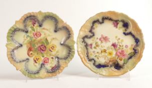 Carlton Blush ware cabinet plates with Pansy & petunia decoration, by Wiltshaw & Robinson, c1900,