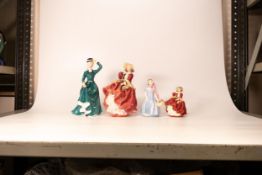 Royal Doulton lady figures to include Top O the hill HN3490 and HN1834 ( cracked), Wendy HN2109